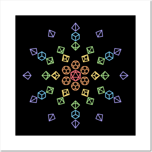 Starburst Rainbow Polyhedral Dice Posters and Art